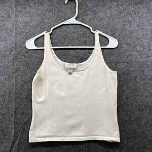 VTG Talbots Mercerized Stretch Cotton Cami Top Womens SP Ivory Knit Sweater Cami